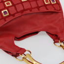 Christian Dior Bijueldo Shoulder Bag Leather Red Gold Auth YKZ1363A-6