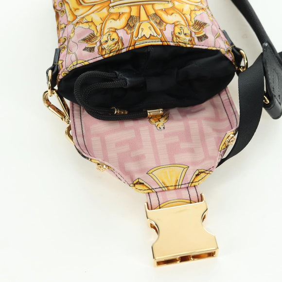 FENDI Zucca Canvas FENDACE Bag VERSACE Collaboration Pink Auth YKZ1364M