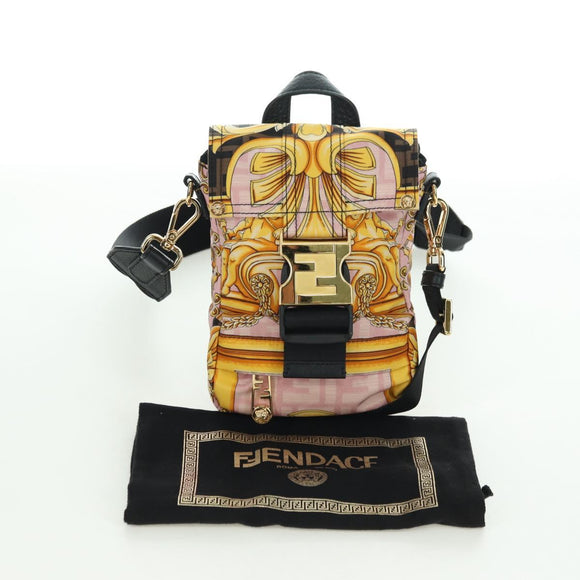 FENDI Zucca Canvas FENDACE Bag VERSACE Collaboration Pink Auth YKZ1364M