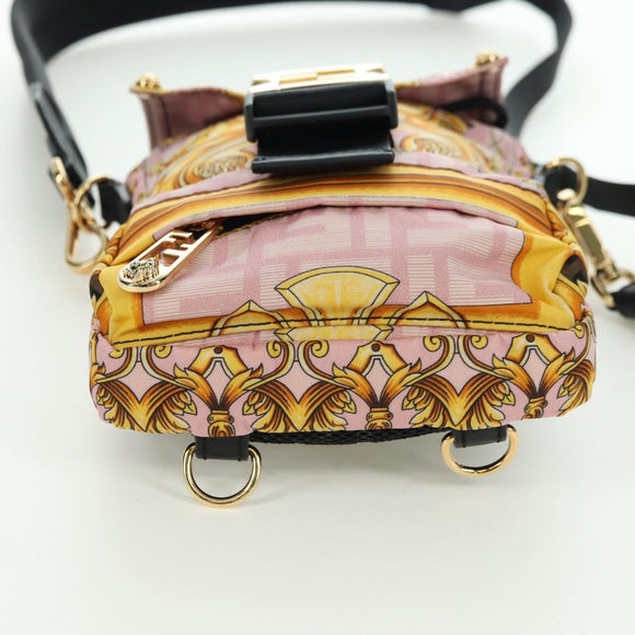 FENDI Zucca Canvas FENDACE Bag VERSACE Collaboration Pink Auth YKZ1364M