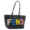 FENDI Tote Bag Leather Black Silver Auth YKZ1365A-1