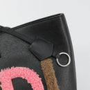 FENDI Tote Bag Leather Black Silver Auth YKZ1365A-9