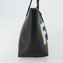 FENDI Tote Bag Leather Black Silver Auth YKZ1365A-4