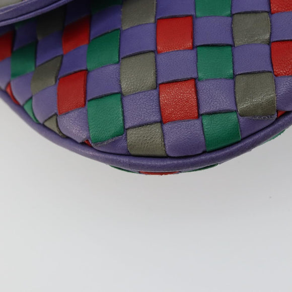 BOTTEGA VENETA INTRECCIATO Shoulder Bag Leather Purple Gold Auth YKZ1369A