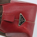 PRADA Hand Bag Canvas Brown Silver Auth YKZ137-14