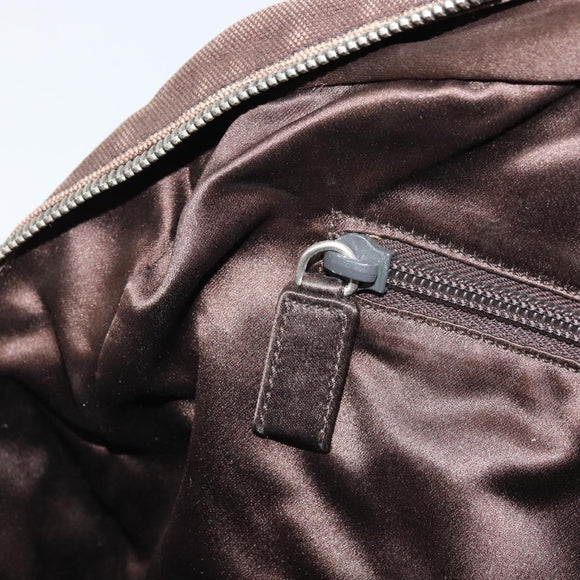 PRADA Hand Bag Canvas Brown Silver Auth YKZ137