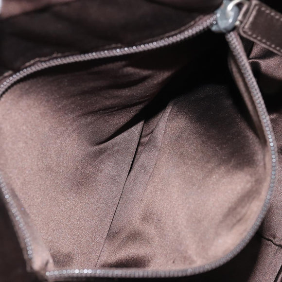 PRADA Hand Bag Canvas Brown Silver Auth YKZ137