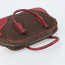 PRADA Hand Bag Canvas Brown Silver Auth YKZ137-6