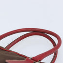 PRADA Hand Bag Canvas Brown Silver Auth YKZ137-8