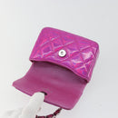 CHANEL Matelasse Carabiner Pouch Patent leather Pink Silver CC Auth YKZ1380A-19