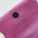 CHANEL Matelasse Carabiner Pouch Patent leather Pink Silver CC Auth YKZ1380A-20