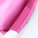 CHANEL Matelasse Carabiner Pouch Patent leather Pink Silver CC Auth YKZ1380A-11