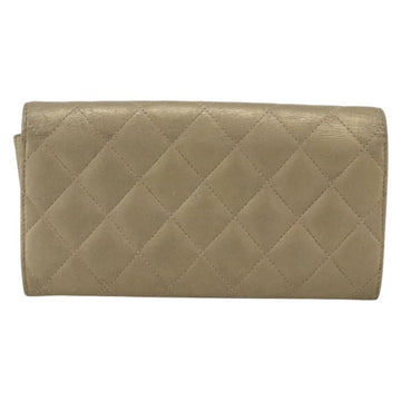 CHANEL Matelasse Long Wallet Lamb Skin Gold CC Auth YKZ1381A - 0