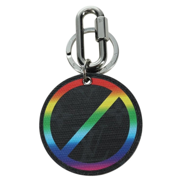 LOUIS VUITTON Monogram Eclipse Porte Cles Round Rainbow MP2465 LV Auth YKZ1382M