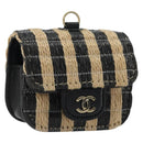 CHANEL COCO Mark Air Pods Case Earphone Case Raffia Black Gold CC Auth YKZ1386A-1