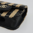 CHANEL COCO Mark Air Pods Case Earphone Case Raffia Black Gold CC Auth YKZ1386A-10