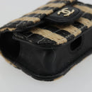 CHANEL COCO Mark Air Pods Case Earphone Case Raffia Black Gold CC Auth YKZ1386A-11