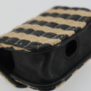 CHANEL COCO Mark Air Pods Case Earphone Case Raffia Black Gold CC Auth YKZ1386A-13