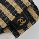 CHANEL COCO Mark Air Pods Case Earphone Case Raffia Black Gold CC Auth YKZ1386A-14