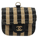 CHANEL COCO Mark Air Pods Case Earphone Case Raffia Black Gold CC Auth YKZ1386A-2