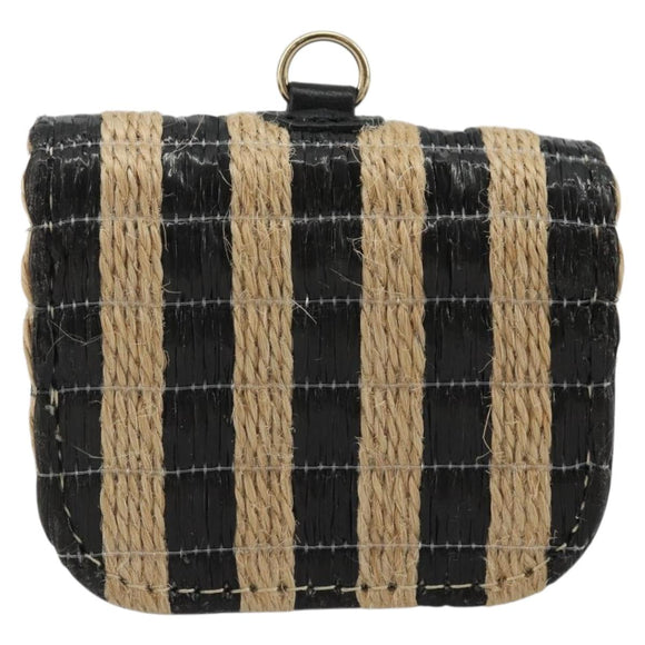 CHANEL COCO Mark Air Pods Case Earphone Case Raffia Black Gold CC Auth YKZ1386A