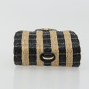 CHANEL COCO Mark Air Pods Case Earphone Case Raffia Black Gold CC Auth YKZ1386A-6