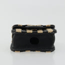 CHANEL COCO Mark Air Pods Case Earphone Case Raffia Black Gold CC Auth YKZ1386A-9