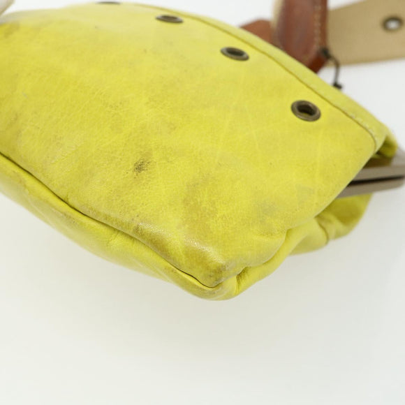 Miu Miu Shoulder Bag Leather Yellow Auth YKZ1393