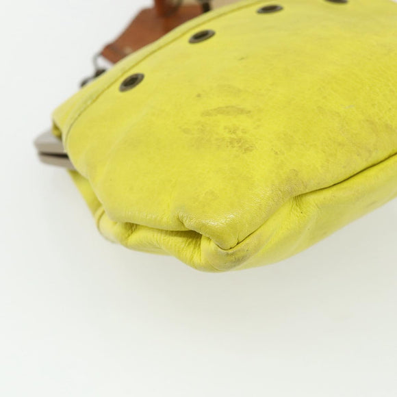 Miu Miu Shoulder Bag Leather Yellow Auth YKZ1393
