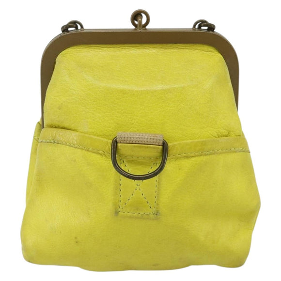 Miu Miu Shoulder Bag Leather Yellow Auth YKZ1393