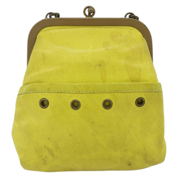 Miu Miu Shoulder Bag Leather Yellow Auth YKZ1393