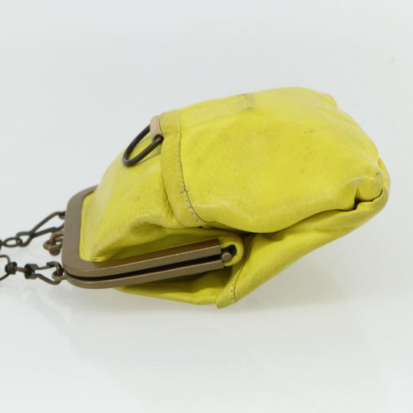 Miu Miu Shoulder Bag Leather Yellow Auth YKZ1393