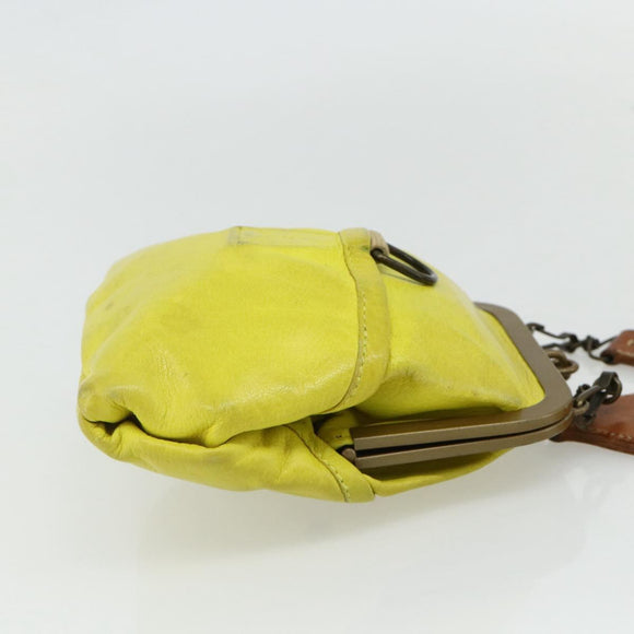Miu Miu Shoulder Bag Leather Yellow Auth YKZ1393