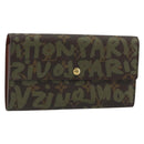 LOUIS VUITTON Graffiti Porte Monnaie Credit Wallet Khaki M92188 LV Auth YKZ1398A-1