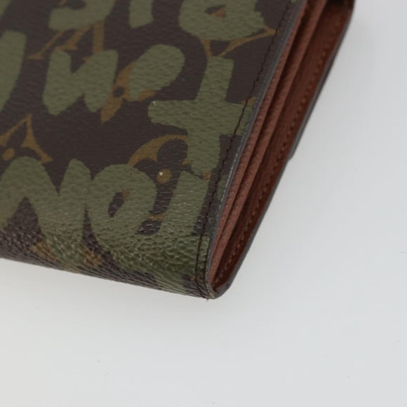 LOUIS VUITTON Graffiti Porte Monnaie Credit Wallet Khaki M92188 LV Auth YKZ1398A