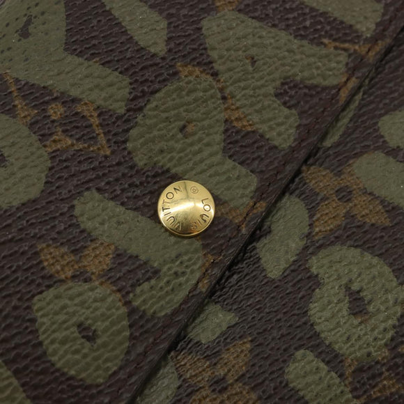 LOUIS VUITTON Graffiti Porte Monnaie Credit Wallet Khaki M92188 LV Auth YKZ1398A
