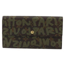LOUIS VUITTON Graffiti Porte Monnaie Credit Wallet Khaki M92188 LV Auth YKZ1398A-13
