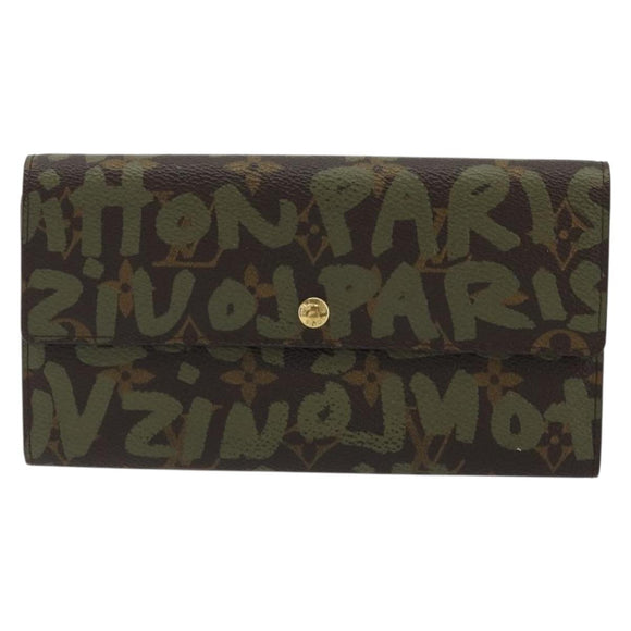 LOUIS VUITTON Graffiti Porte Monnaie Credit Wallet Khaki M92188 LV Auth YKZ1398A