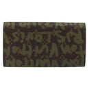 LOUIS VUITTON Graffiti Porte Monnaie Credit Wallet Khaki M92188 LV Auth YKZ1398A-2