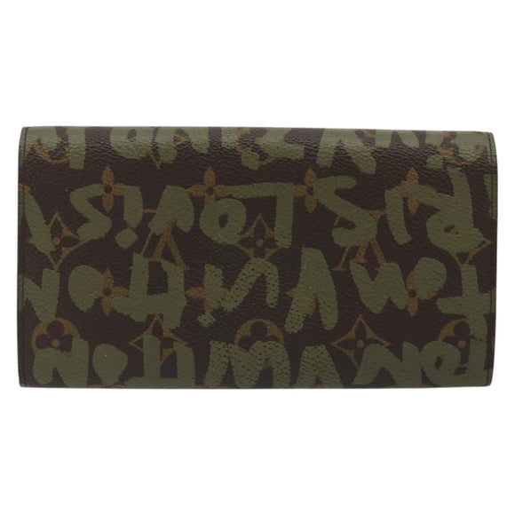 LOUIS VUITTON Graffiti Porte Monnaie Credit Wallet Khaki M92188 LV Auth YKZ1398A