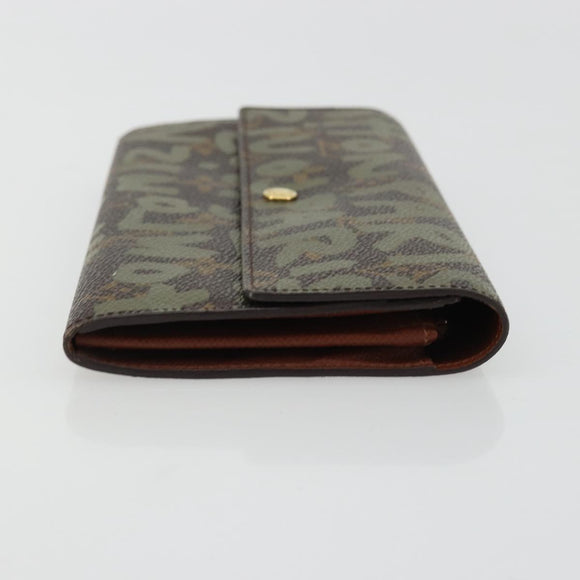 LOUIS VUITTON Graffiti Porte Monnaie Credit Wallet Khaki M92188 LV Auth YKZ1398A