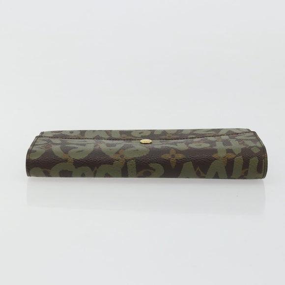 LOUIS VUITTON Graffiti Porte Monnaie Credit Wallet Khaki M92188 LV Auth YKZ1398A