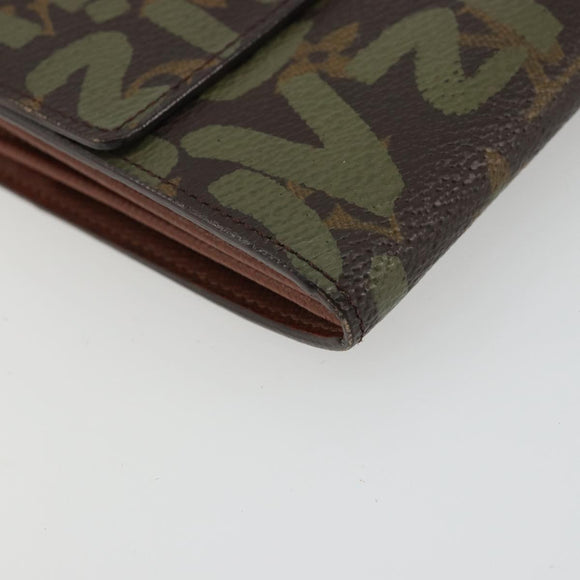 LOUIS VUITTON Graffiti Porte Monnaie Credit Wallet Khaki M92188 LV Auth YKZ1398A