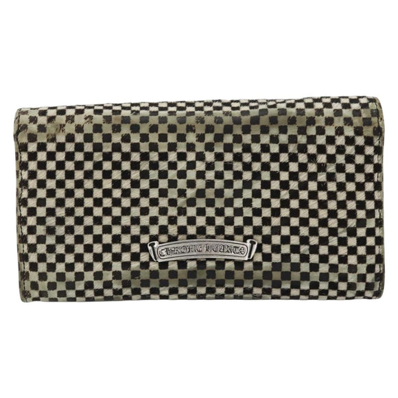 Chrome Hearts JUDY Long Wallet Harako leather Black White Auth YKZ1399A