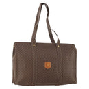 CELINE Macadam Canvas Tote Bag PVC Leather Brown Gold Auth YKZ139A-1