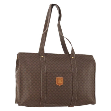 CELINE Macadam Canvas Tote Bag PVC Leather Brown Gold Auth YKZ139A