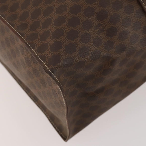 CELINE Macadam Canvas Tote Bag PVC Leather Brown Gold Auth YKZ139A