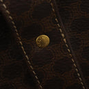 CELINE Macadam Canvas Tote Bag PVC Leather Brown Gold Auth YKZ139A-14