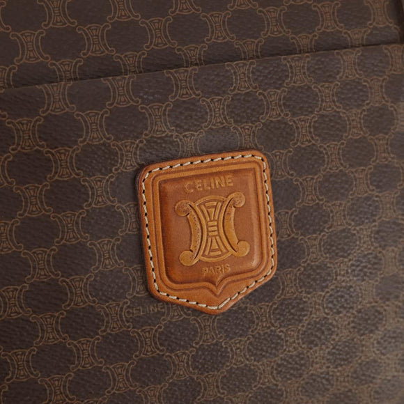 CELINE Macadam Canvas Tote Bag PVC Leather Brown Gold Auth YKZ139A