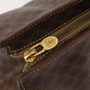CELINE Macadam Canvas Tote Bag PVC Leather Brown Gold Auth YKZ139A-16